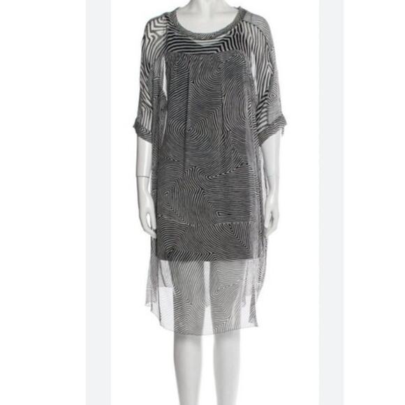 Isabel Marant Etoile Semi Sheer Zebra Print Midi Dress Black Women's Size 40/8 - Picture 1 of 7